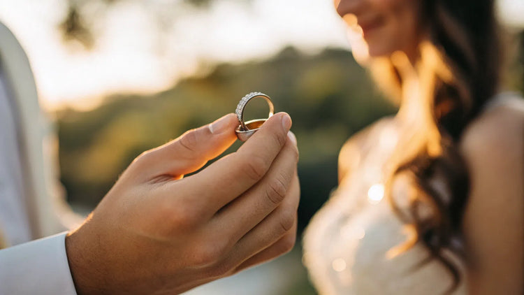 Does the Wedding Band or Engagement Ring Go On First?