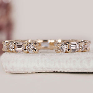 Open Gap Emerald and Round Wedding Band