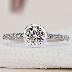 Bezel Round Diamond Ring In White Gold