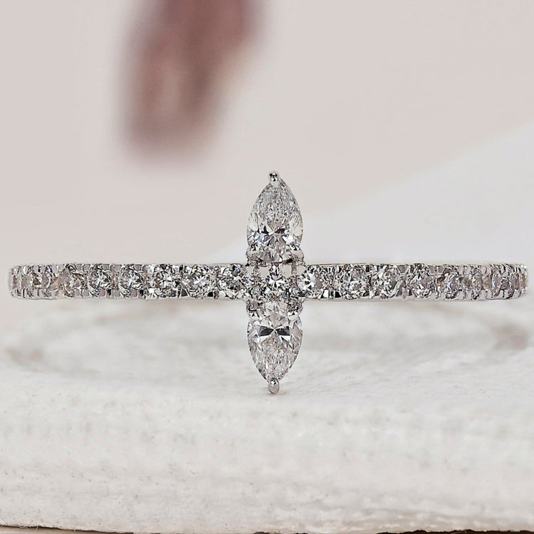 Half Eternity Pear Diamond Wedding Band