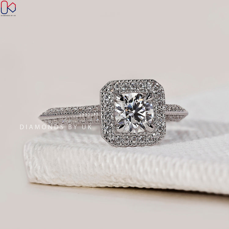 Cathedral setting ring showcasing a classic yet timeless design.
