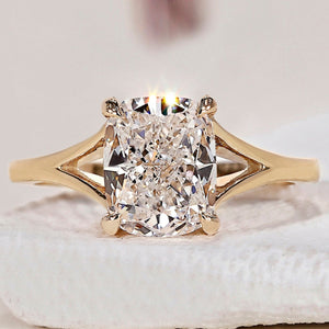 Elongated Cushion Cut Diamond Ring – Split Shank