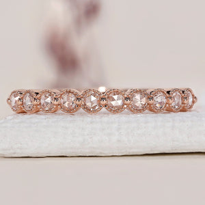 Round Rose Cut Diamond In Rose Gold Ring