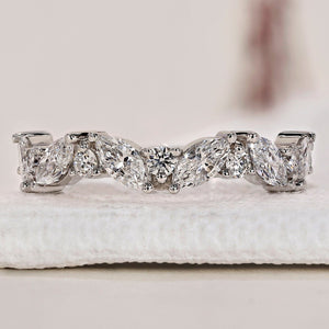 Zig Zag Wedding Band – Marquise and Round Diamonds