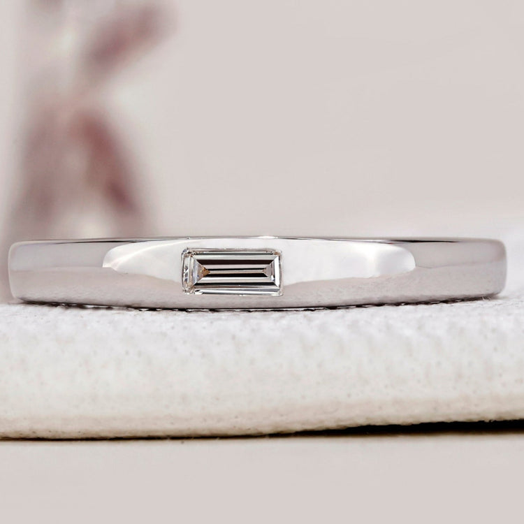 Flush Set Wedding Band – Baguette Diamond