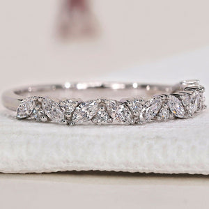 Half Eternity Wedding Band - Marquise And Round Diamond
