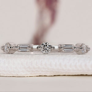 Baguette Diamond Wedding Band – Half Eternity