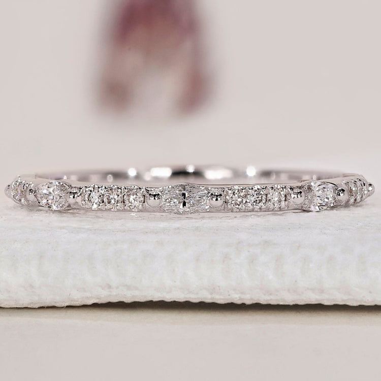 Half Eternity Wedding Band In White Gold