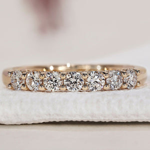 Yellow Gold Diamond Wedding Band – 7 Stone Band