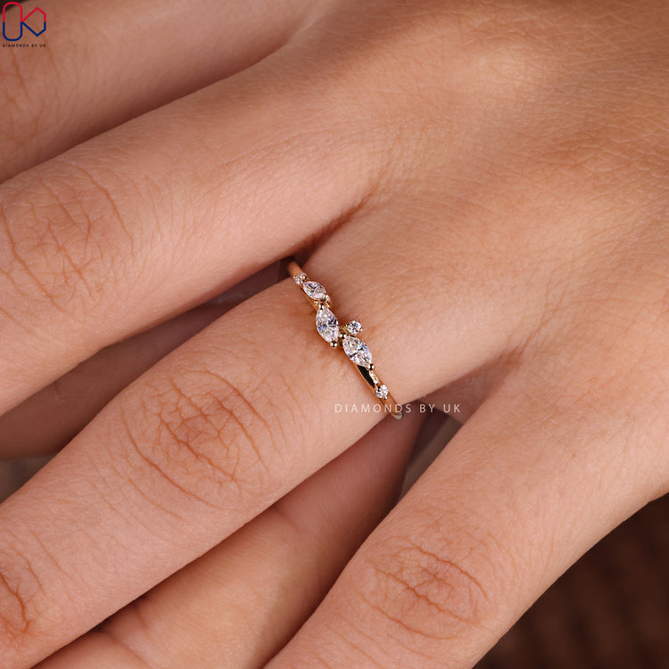 Customise wedding band using prong set wedding band and Lab Grown Diamond.