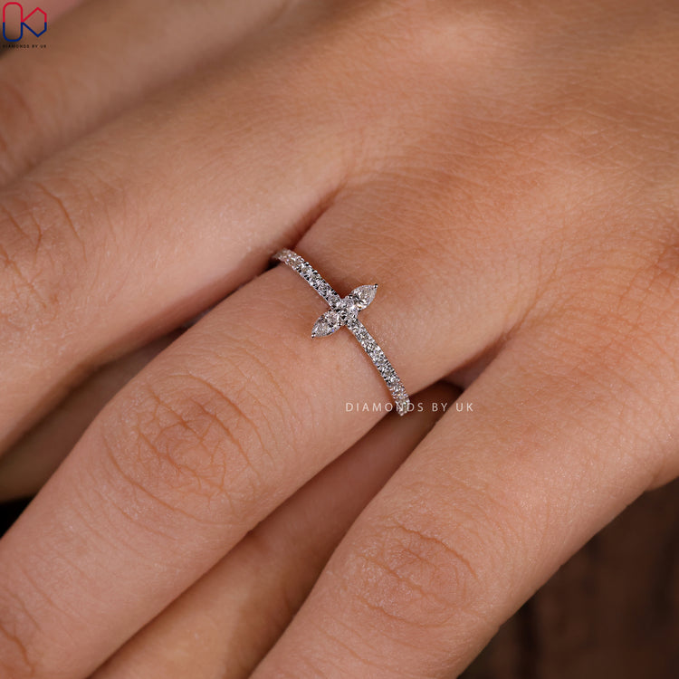 Lab grown diamond band in white gold setting.
