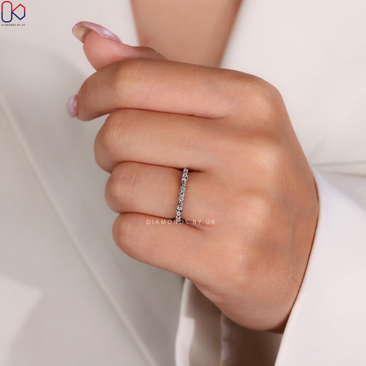 Handmade jewellery with half eternity wedding band.
