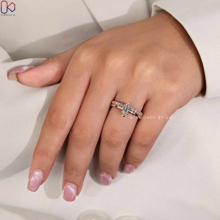 Half eternity wedding band featuring sparkling lab-grown diamonds.
