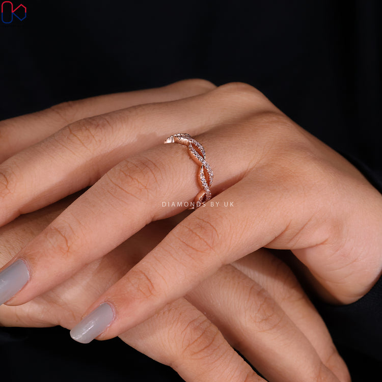 Buy diamond band featuring twisted design and handmade finish.