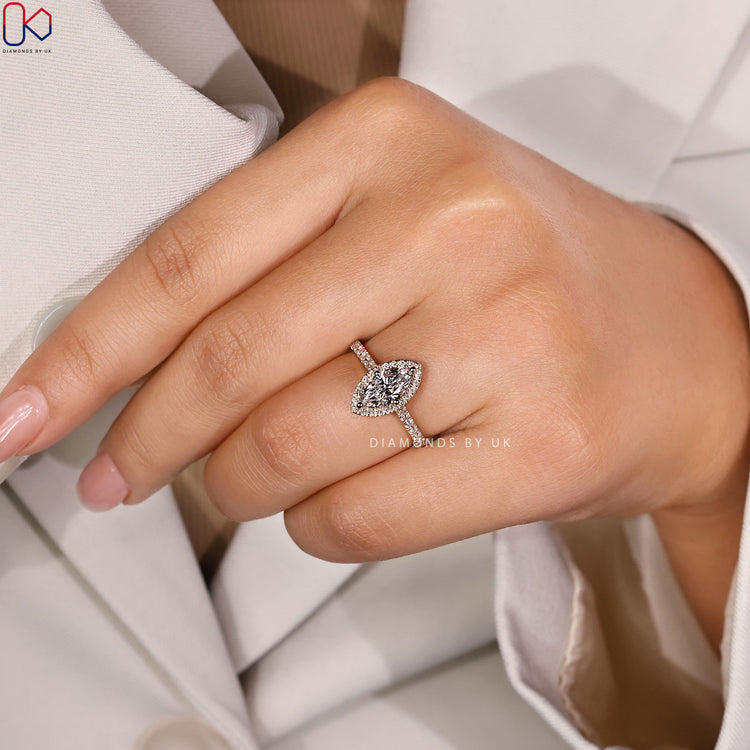 White gold engagement ring with timeless design.
