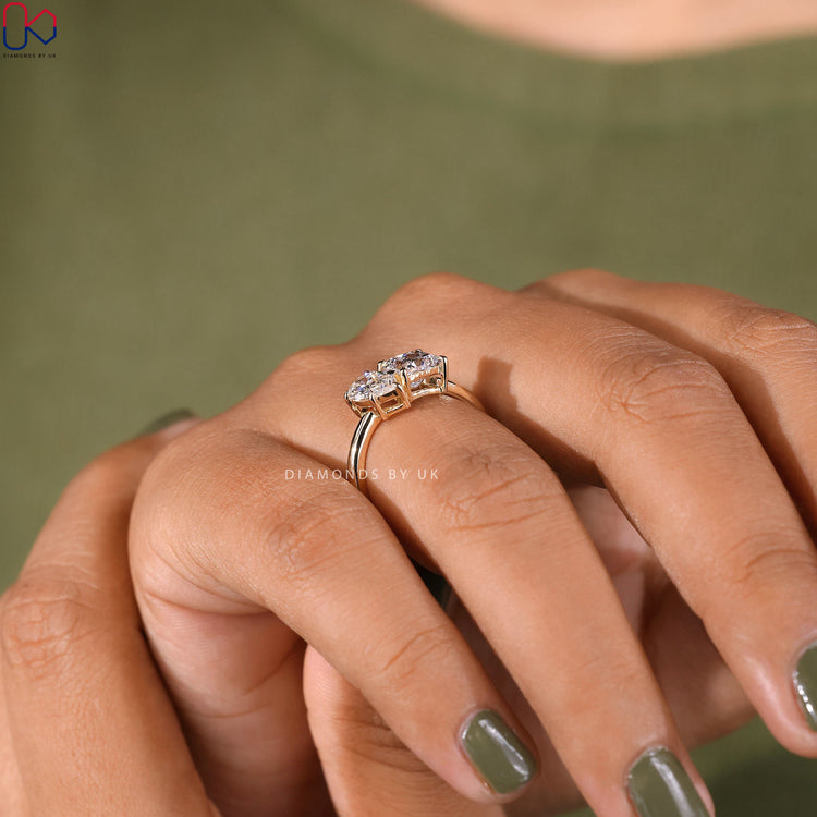 Claw prong setting holding each stone securely while enhancing sparkle.
