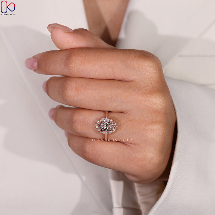 Art Deco Halo Setting Engagement Ring.
