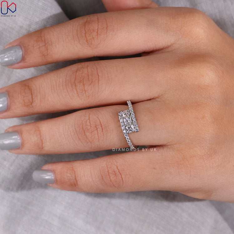 Princess cut diamond band for a sparkling look.
