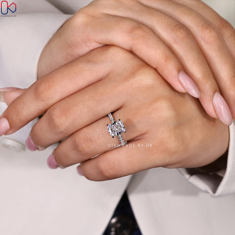 Customize ring with cushion cut engagement ring.
