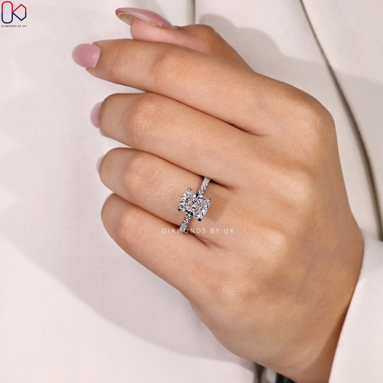 Handmade ring with round cut pave setting.
