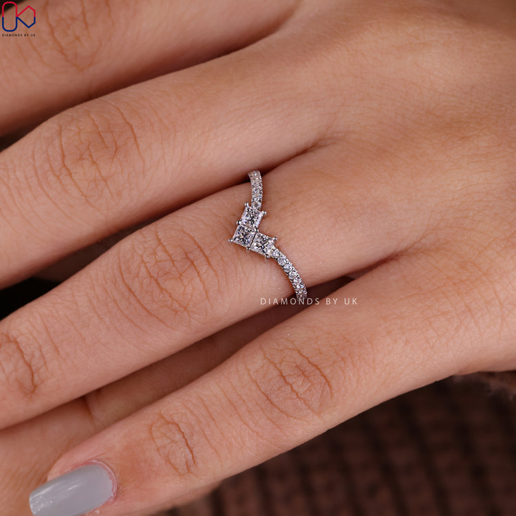 Buy diamond band and customise wedding band in white gold finish.
