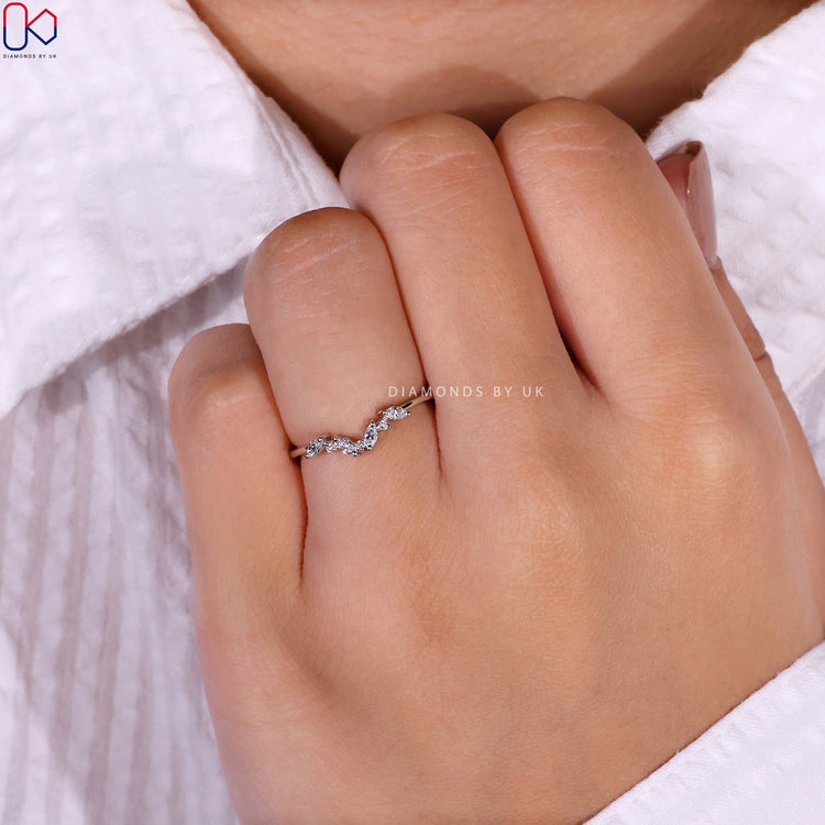 Chevron gold wedding band crafted with precision for timeless appeal.
