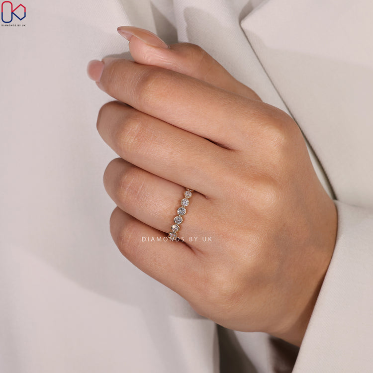 Handmade ring featuring a stunning diamond eternity band crafted with care.
