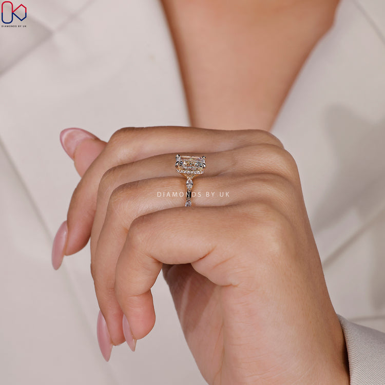 Yellow gold engagement ring with a warm, rich finish.
