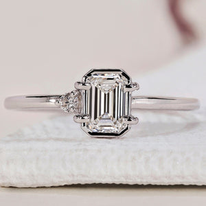 2 Stone Diamond Ring - Round and Emerald Cut