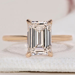 Emerald Cut Solitaire Ring - Yellow Gold