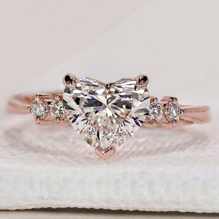 Heart Shaped Engagement Ring - Rose Gold