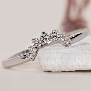 U Shaped Wedding Band - Round Diamonds