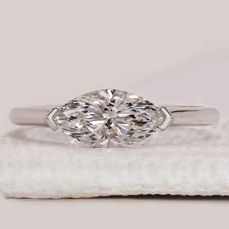 East West Engagement Ring In Marquise Cut
