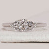 East west marquise diamond engagement ring in white gold.
