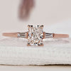 3 Stone Diamond Ring with radiant cut diamond.
