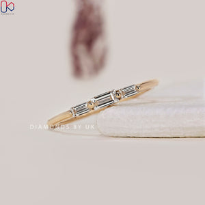 Baguette Diamond Three Stone Wedding Band
