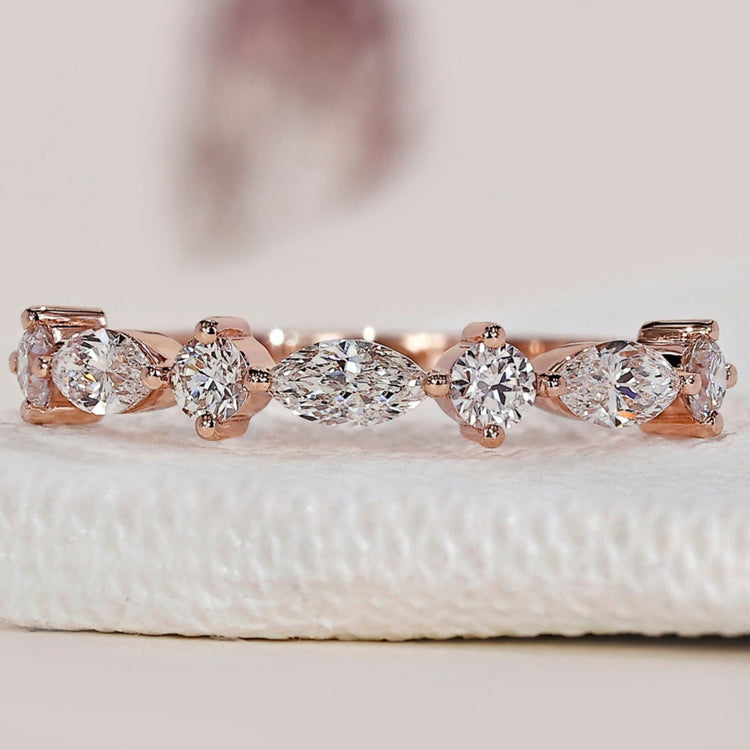 Marquise and round diamond band for a stunning sparkle.
