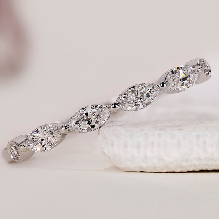 Half Eternity Marquise And Round Wedding Band