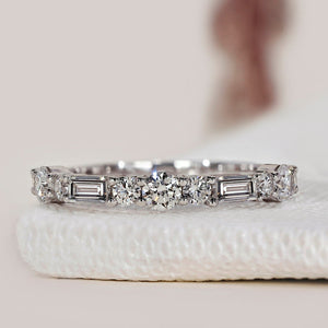 Half Eternity Round Diamond And Baguette Band