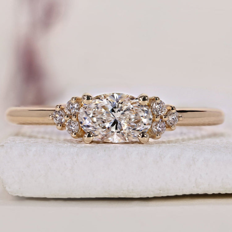 Oval Shaped Diamond Ring - East West Setting