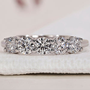 5 Stone Diamond Wedding Band – White Gold