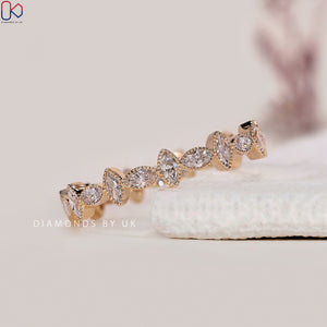 Bezel Set Marquise Diamond Wedding Band