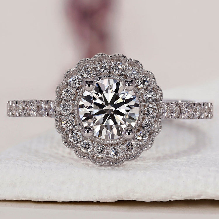 Halo Diamond Engagement Ring with Lab-Grown Diamonds.
