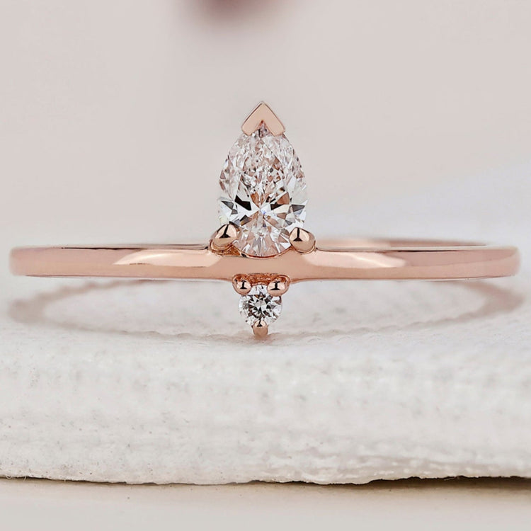 Pear And Round Wedding Band With V Prong Setting