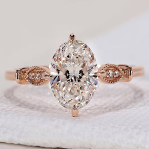 Oval Diamond Engagement Ring – Milgrain Design