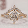 Marquise engagement ring with wedding band in a stunning design.

