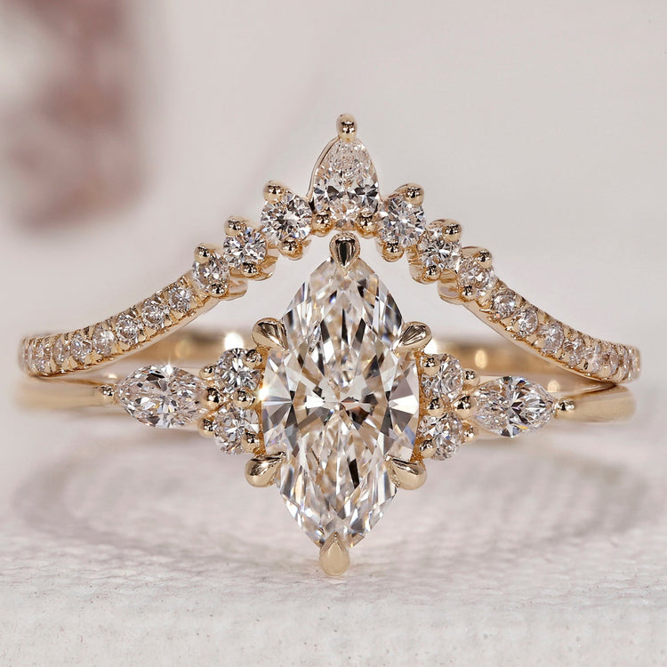 Marquise Engagement Ring With Wedding Band