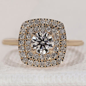 Round Diamond Double Halo Engagement Ring