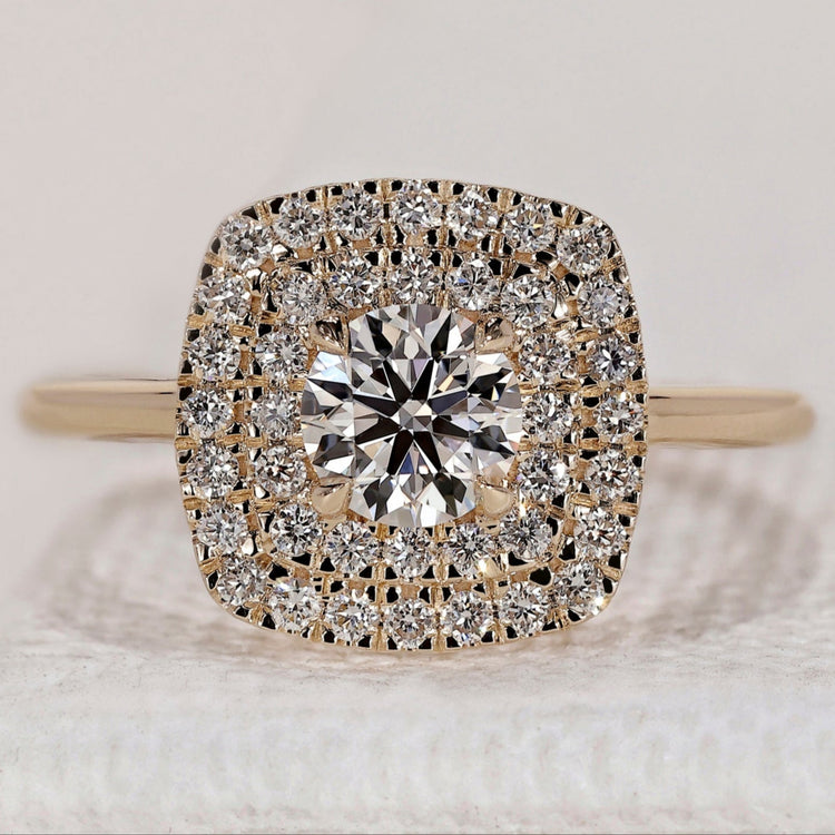 Double Halo Engagement Ring with stunning brilliance.
