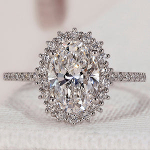 Oval Halo Engagement Ring - Pave Setting